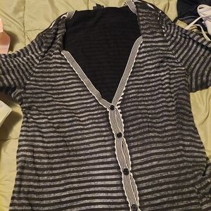 Torrid Grey Striped Long Line cardigan lightweight